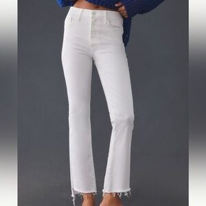Mother Denim Insider Crop Step Fray Raw Hem Women’s 25 Cream Puff Jeans
